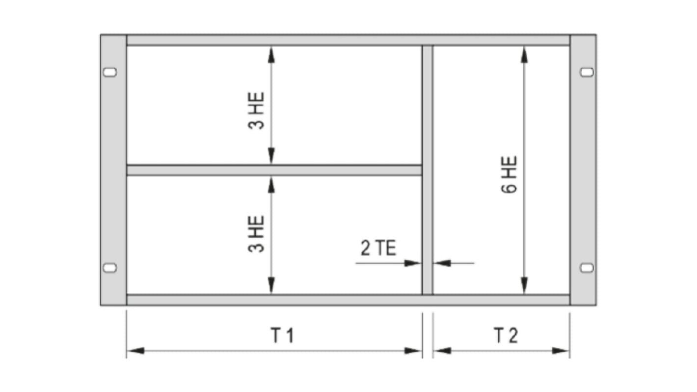 Szerelőkeret-alváz 1 x 6U x 40LE, Alumínium, acél, cink