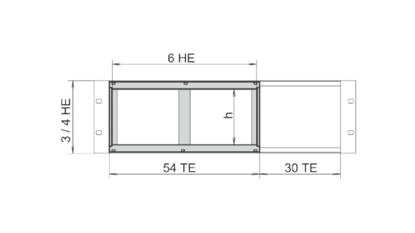 Estructura de caja de subrack nVent SCHROFF de Aluminio, para usar con Subrack grande de 3 y 4 U x 20HP x 3U, 1 unidad