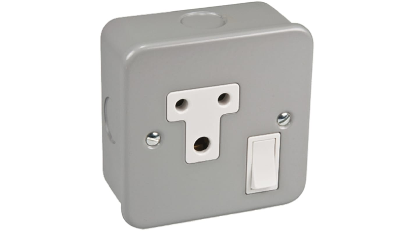 Crabtree Grey 1 Gang Power Socket, 5A