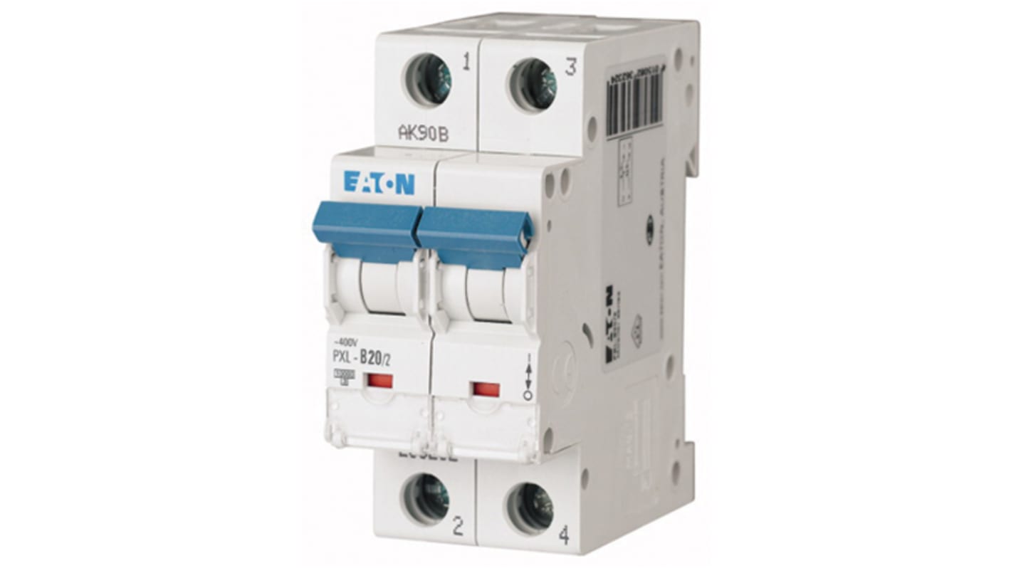 Eaton xPole PXL, S200 MCB, 2P, 20A Curve B, 400V AC, 48V DC, 10 kA Breaking Capacity