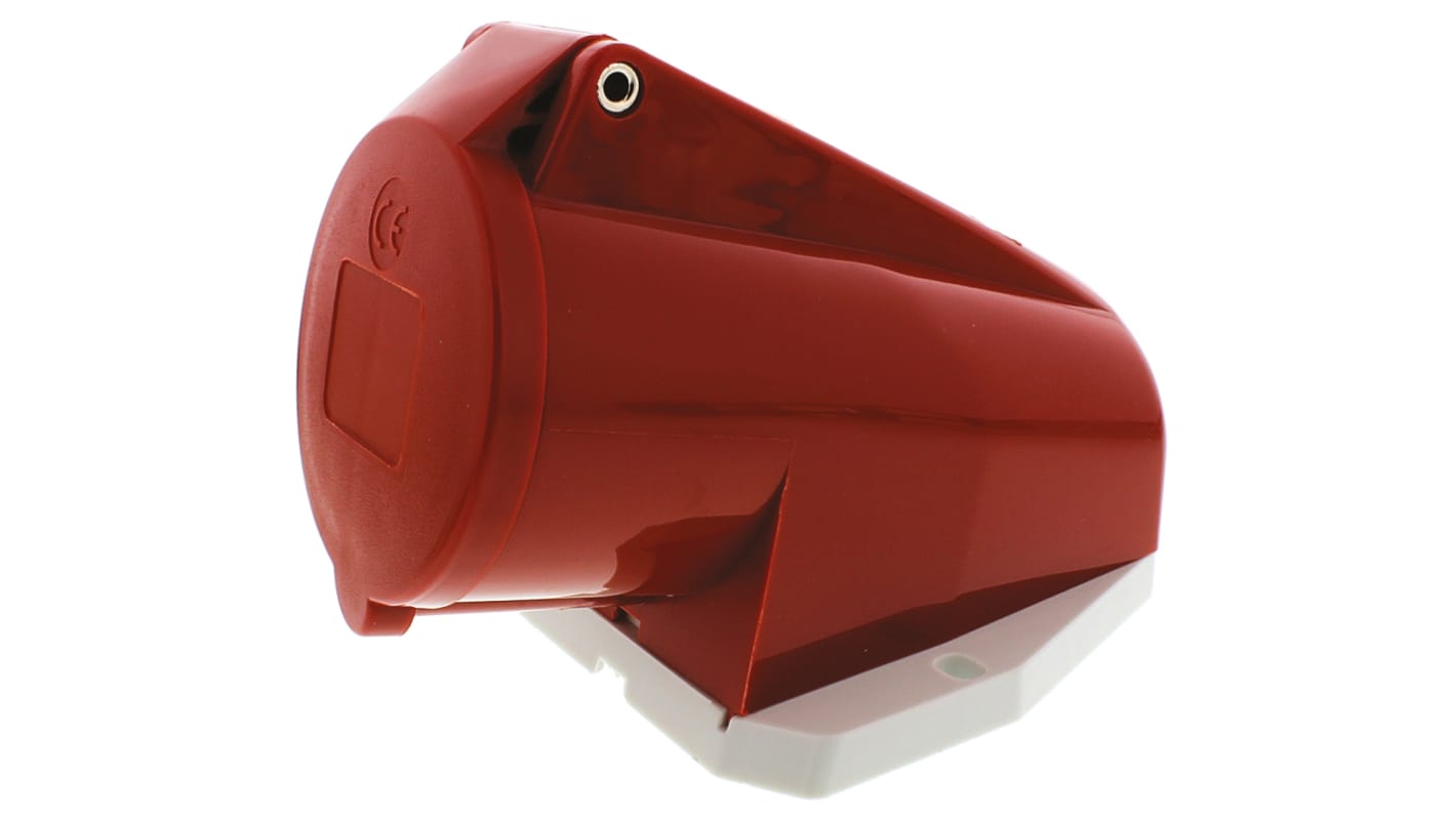 Mennekes IP44 Red Wall Mount 5P Right Angle Industrial Power Socket, Rated At 16A, 400 V