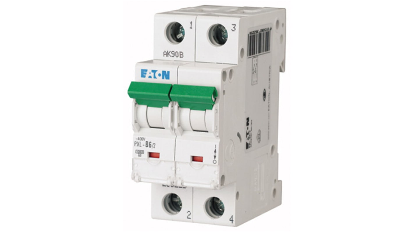 Eaton xPole PXL, S200 MCB, 2P, 6A Curve C, 400V AC, 48V DC, 10 kA Breaking Capacity