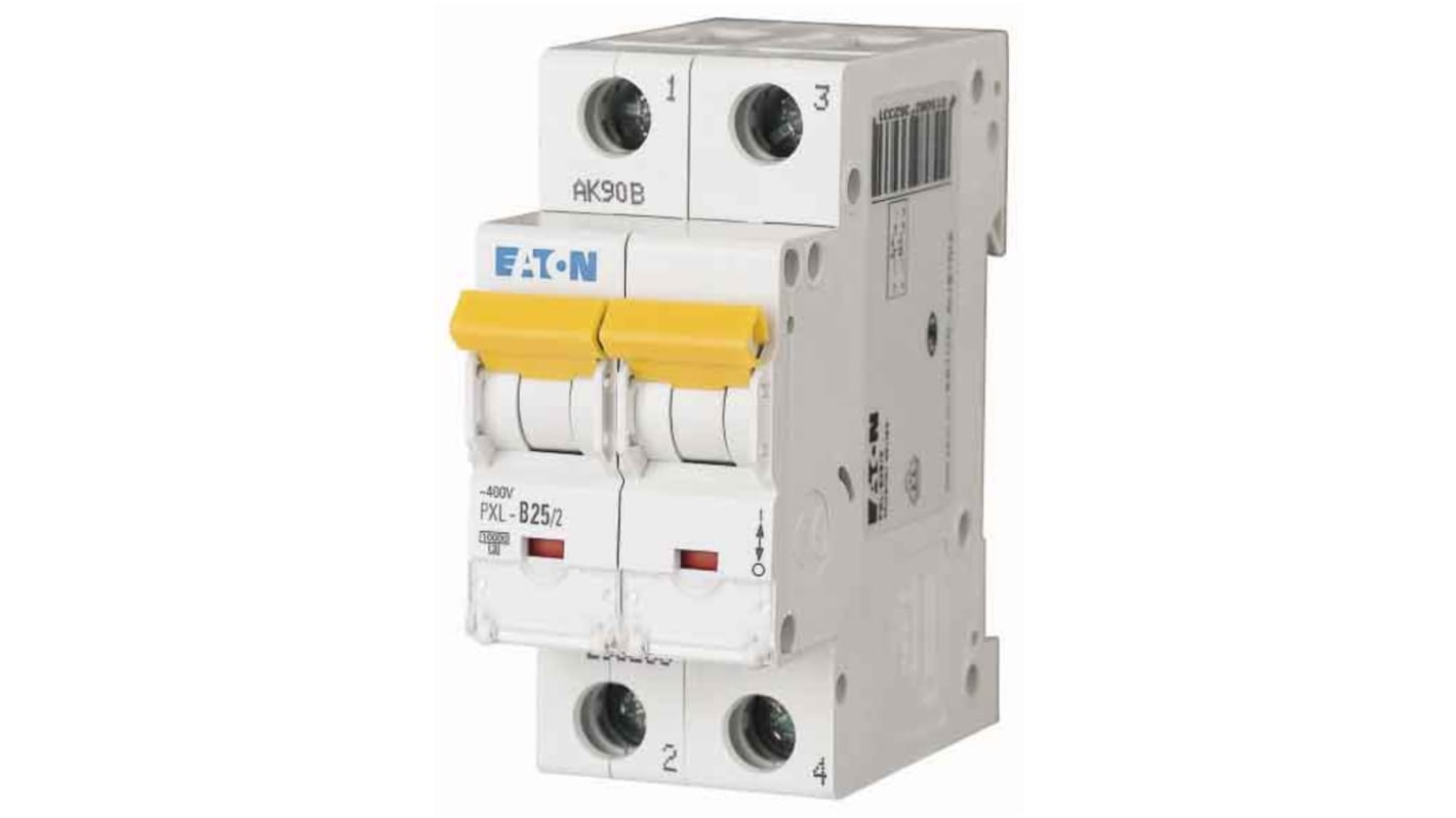 Eaton xPole PXL, S200 MCB, 2P, 25A Curve C, 400V AC, 48V DC, 10 kA Breaking Capacity