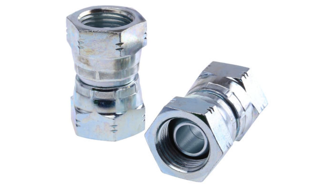 Hydrauliczny adapter gwintowany prosty, Złacze A: G 3/8 żeńskie, Złacze B: G 3/8 żeńskie, Stal, 380bar