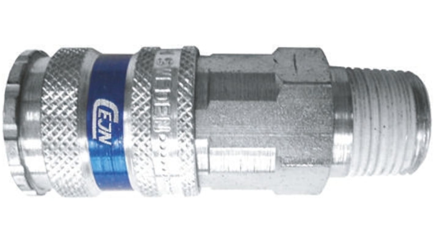 CEJN Brass, Steel Male Pneumatic Quick Connect Coupling, R 3/8 Male Threaded