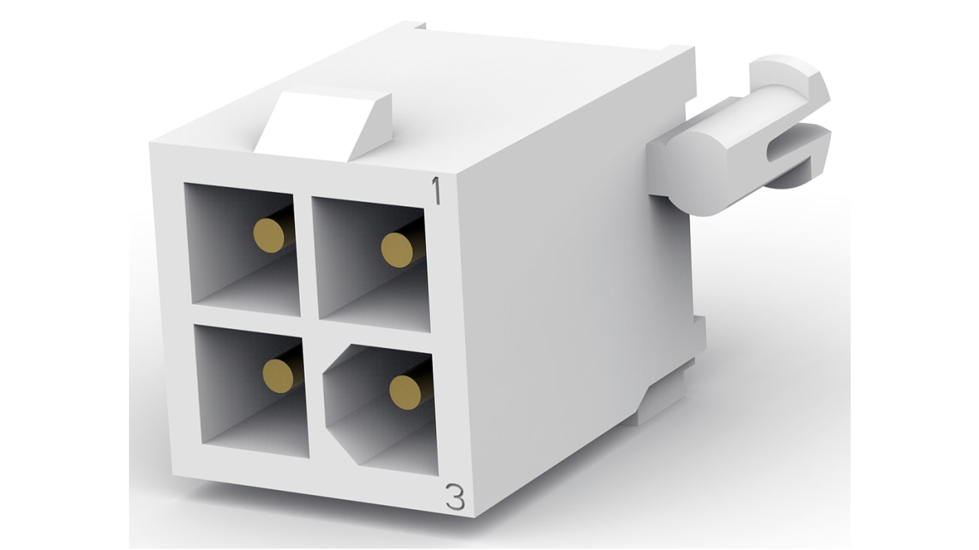 TE Connectivity Mini-Universal MATE-N-LOK Series Straight Through Hole PCB Header, 4 Contact(s), 4.14mm Pitch, 2