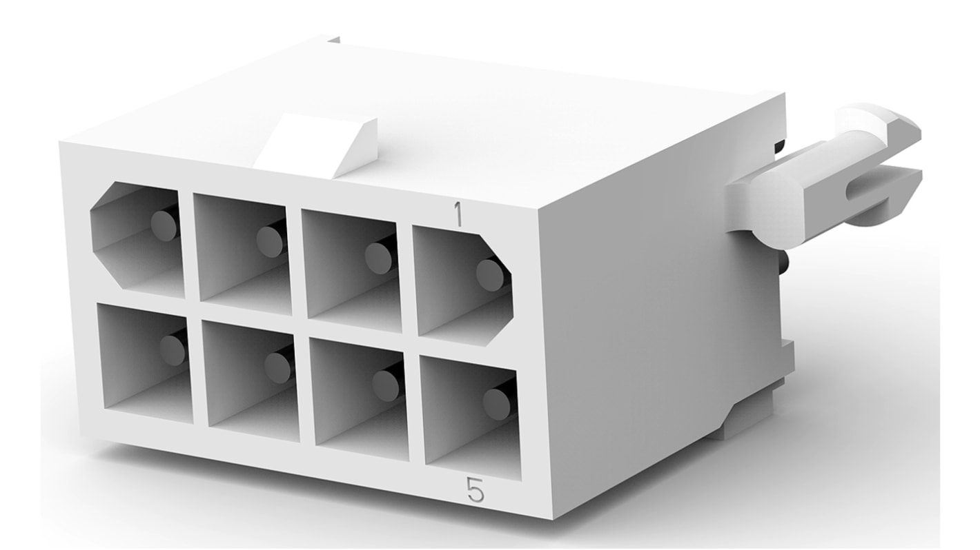 Embase pour CI TE Connectivity, Mini-Universal MATE-N-LOK, 8 pôles , 4.14mm, 2 rangées , 9.5A, Droit