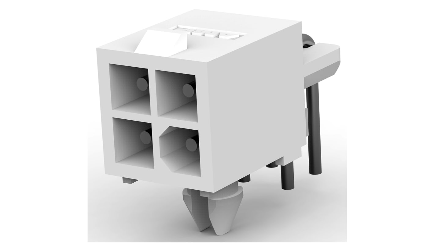 TE Connectivity Mini-Universal MATE-N-LOK Series Right Angle Through Hole PCB Header, 4 Contact(s), 4.14mm Pitch, 2