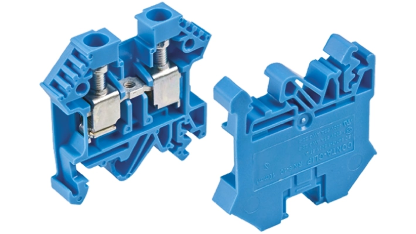 Bloc de jonction rail DIN RS PRO, 0.2 → 10mm², Bleu