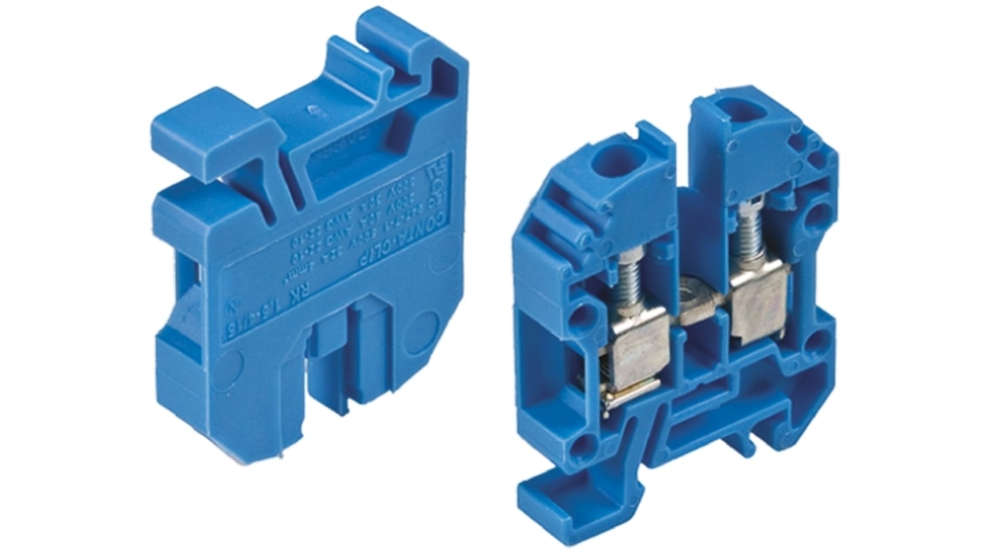 Bloc de jonction rail DIN RS PRO, 0.2 → 4mm², Bleu