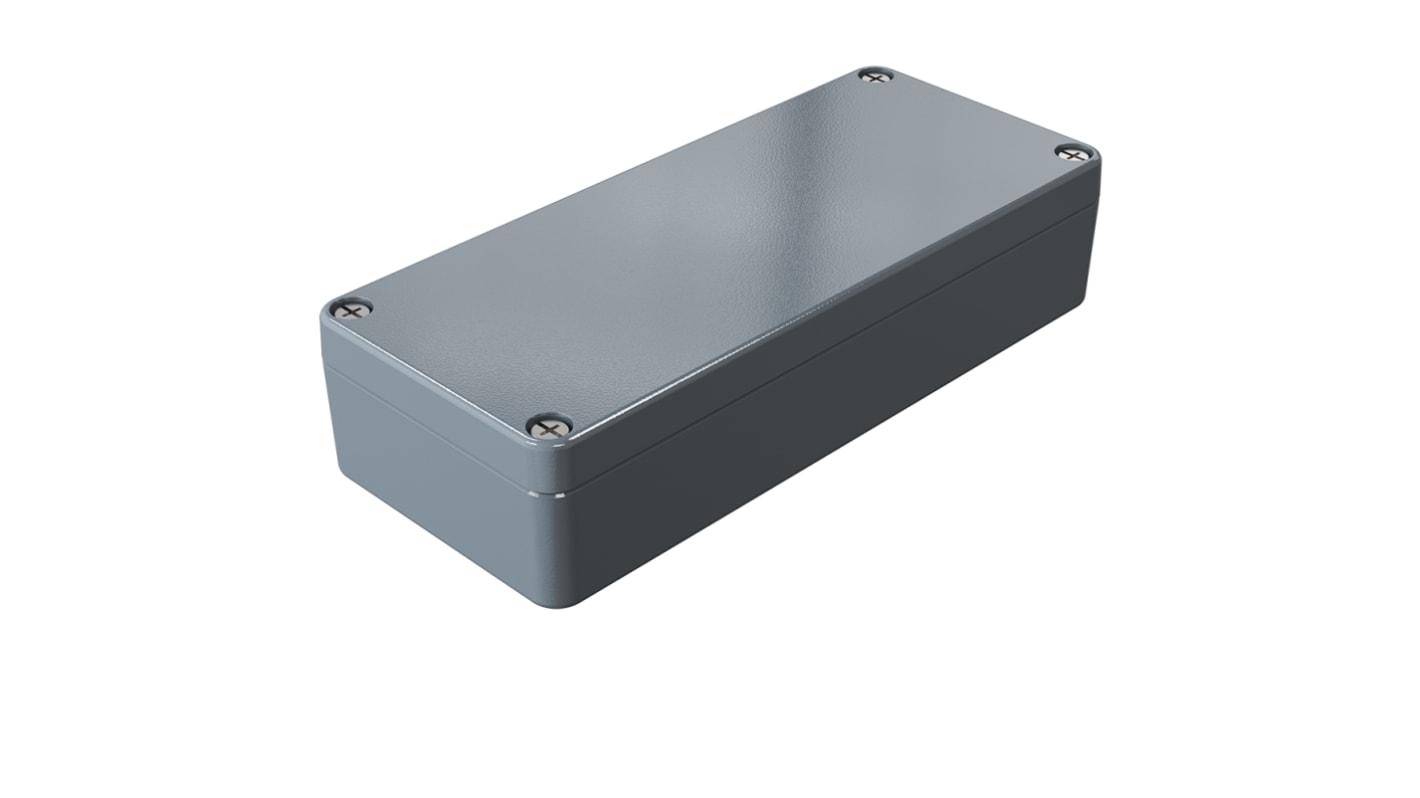 Rose Aluminium Standard Series Grey Die Cast Aluminium Enclosure, IP66, IK09, Grey Lid, 150 x 64 x 34mm