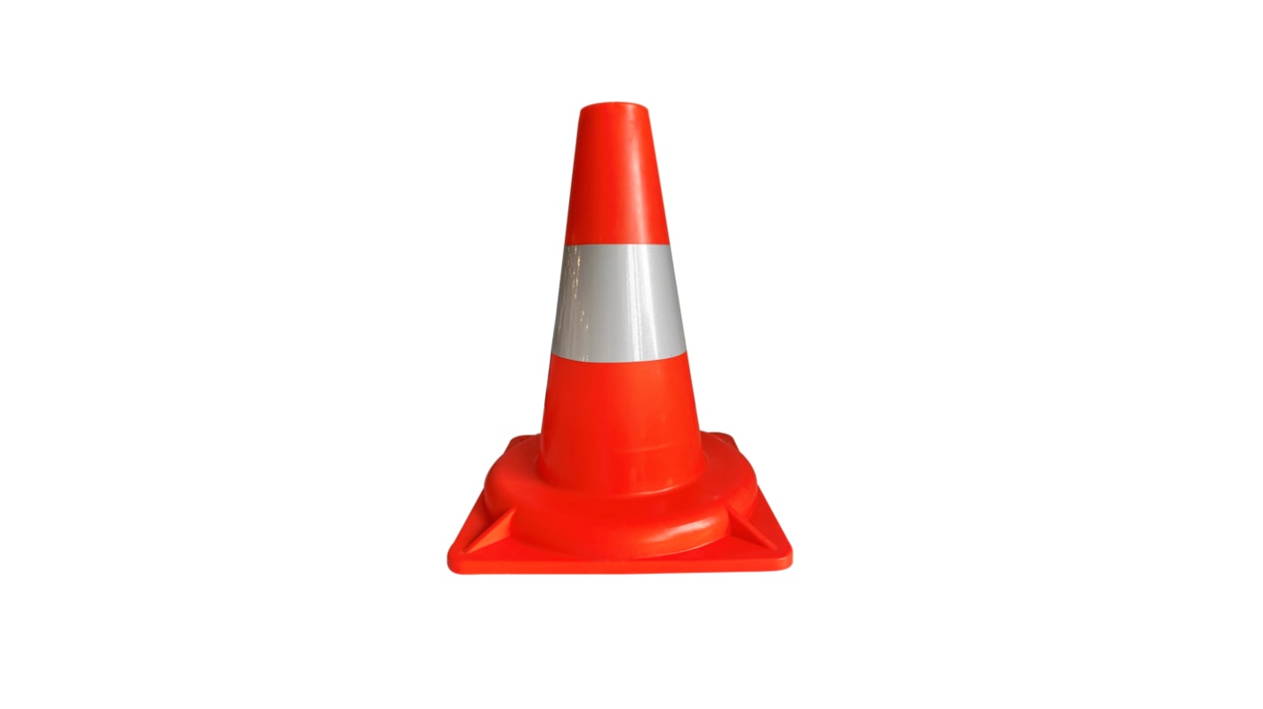 RS PRO, Orange, White 300 mm PP Traffic Cone