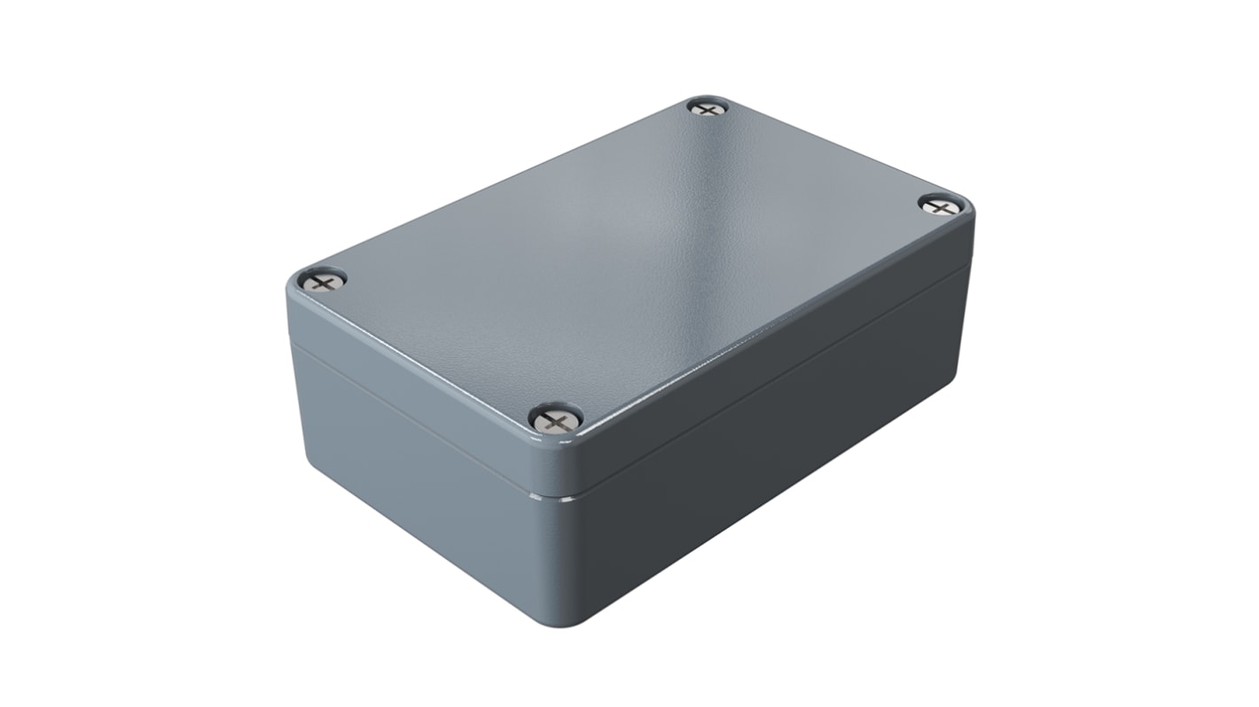 Rose Aluminium Standard Series Grey Die Cast Aluminium Enclosure, IP66, IK09, Grey Lid, 98 x 64 x 34mm