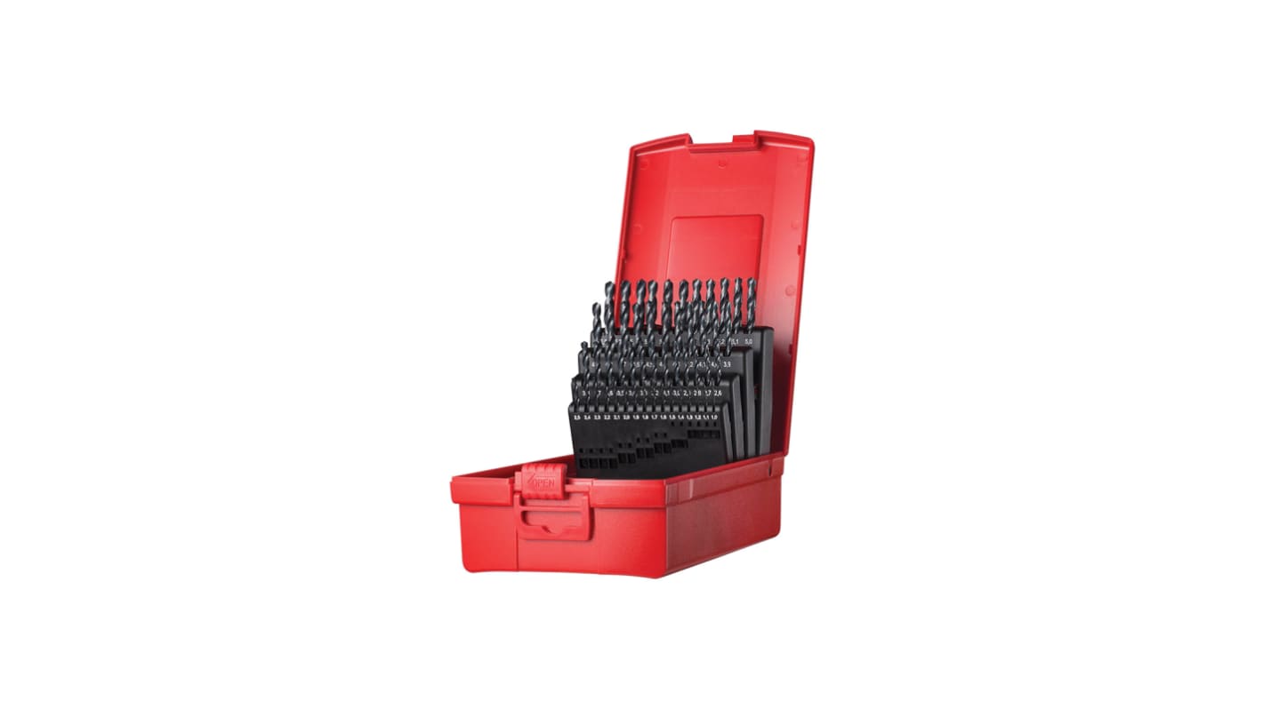 Dormer 51-Piece Twist Drill Bit Set for Multi-Material, 6mm Max, 1mm Min, HSS Bits