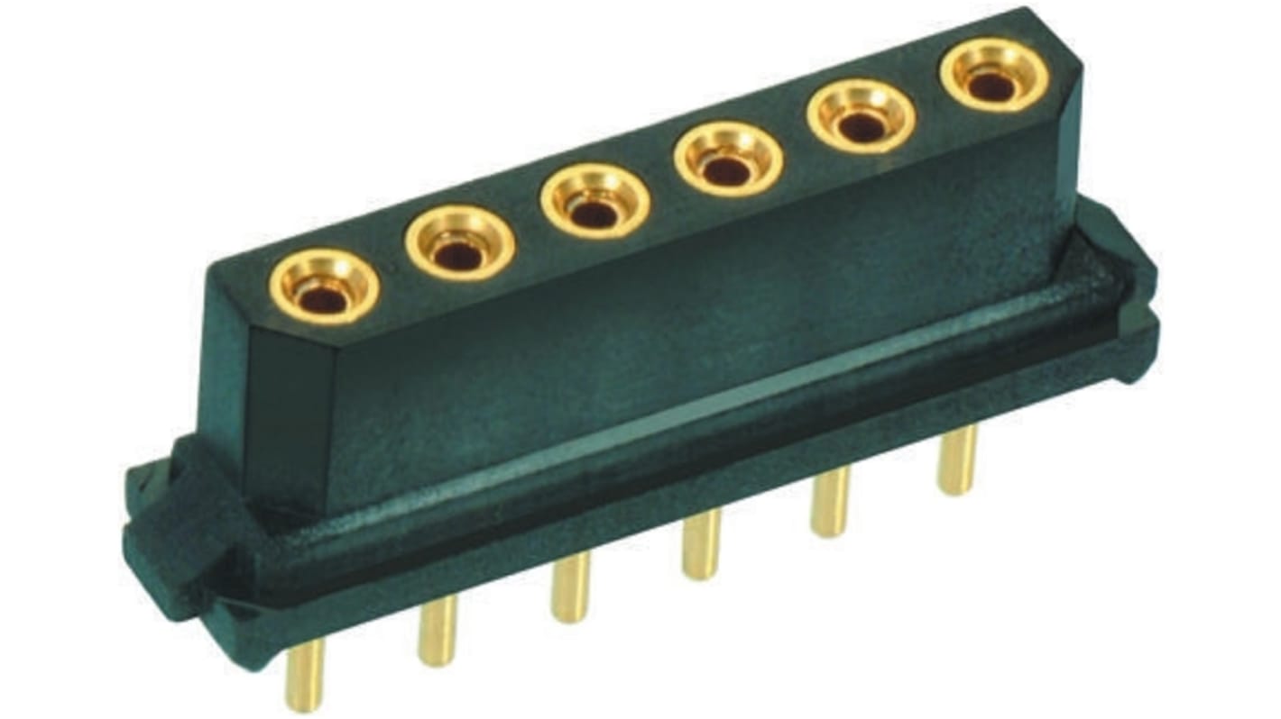 HARWIN m80 Series Straight Through Hole Mount PCB Socket, 6-Contact, 1-Row, 2mm Pitch, Solder Termination