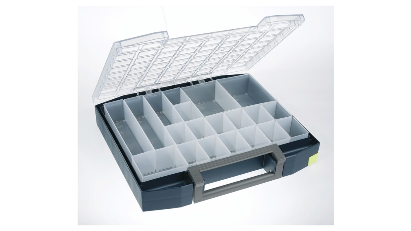 Caja organizadora Raaco de 20 compartimentos de PC, PP Azul, 465mm x 401mm x 78mm