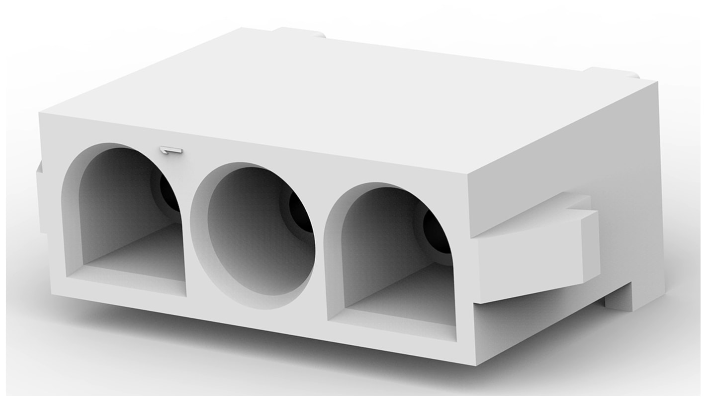 TE Connectivity Universal MATE-N-LOK Series Straight Through Hole Mount PCB Socket, 3-Contact, 1-Row, 6.35mm Pitch,