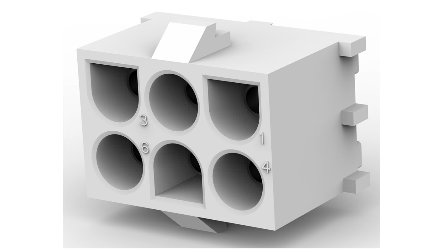 TE Connectivity Universal MATE-N-LOK Series Straight Through Hole Mount PCB Socket, 6-Contact, 3-Row, 6.35mm Pitch,