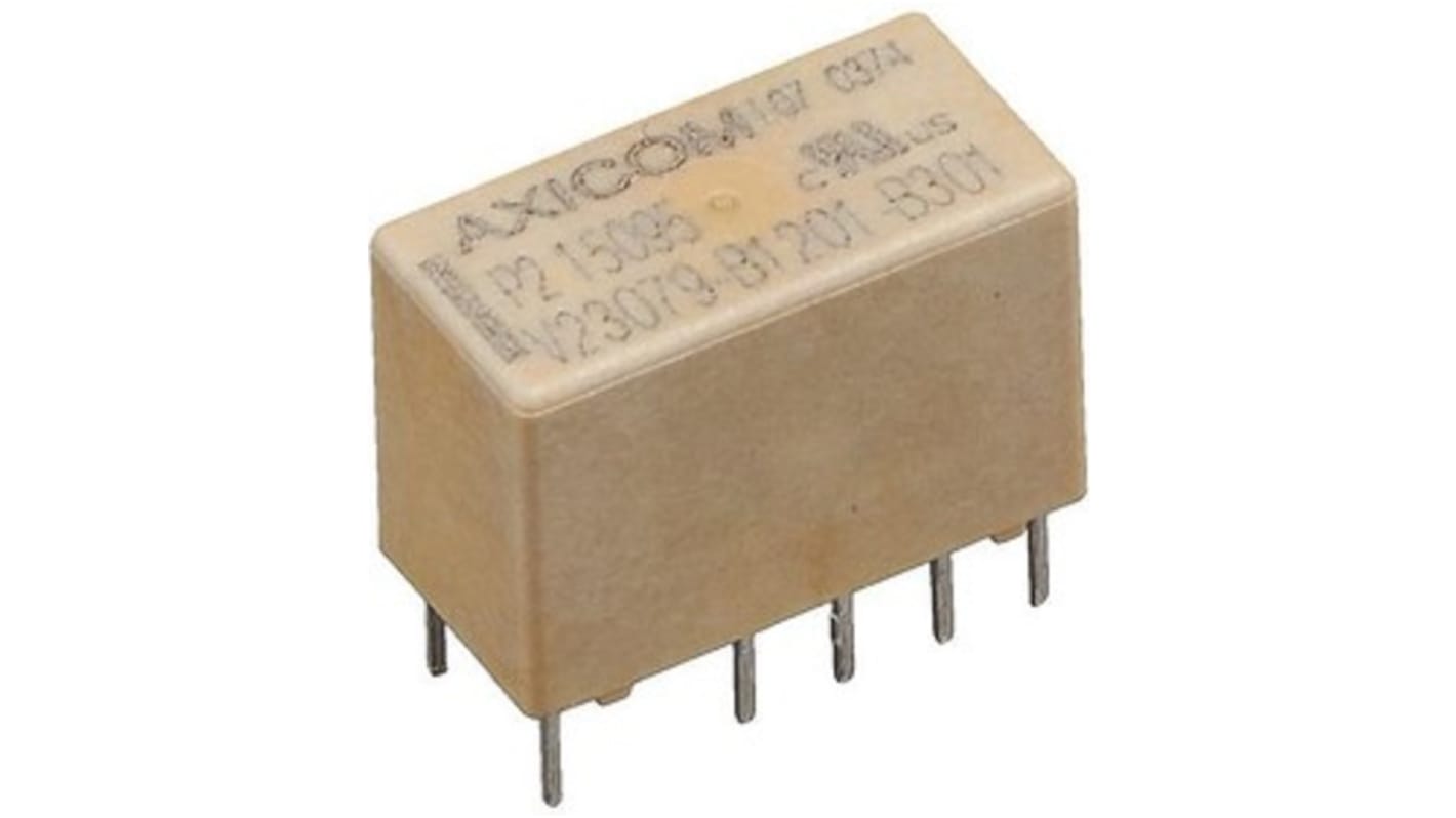 TE Connectivity PCB Mount Latching Relay, 12V dc Coil, 2A Switching Current, DPDT