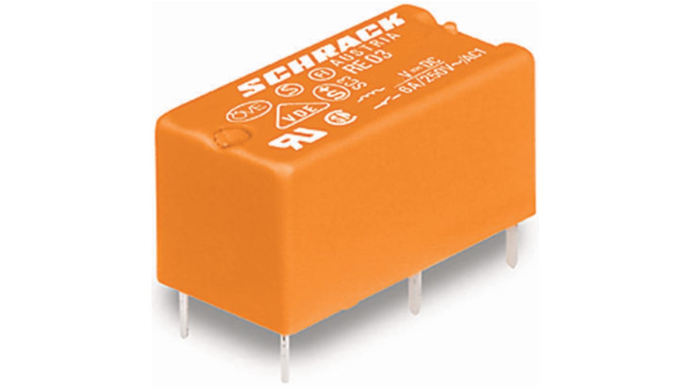 TE Connectivity PCB Mount Power Relay, 24V dc Coil, 6A Switching Current, SPST