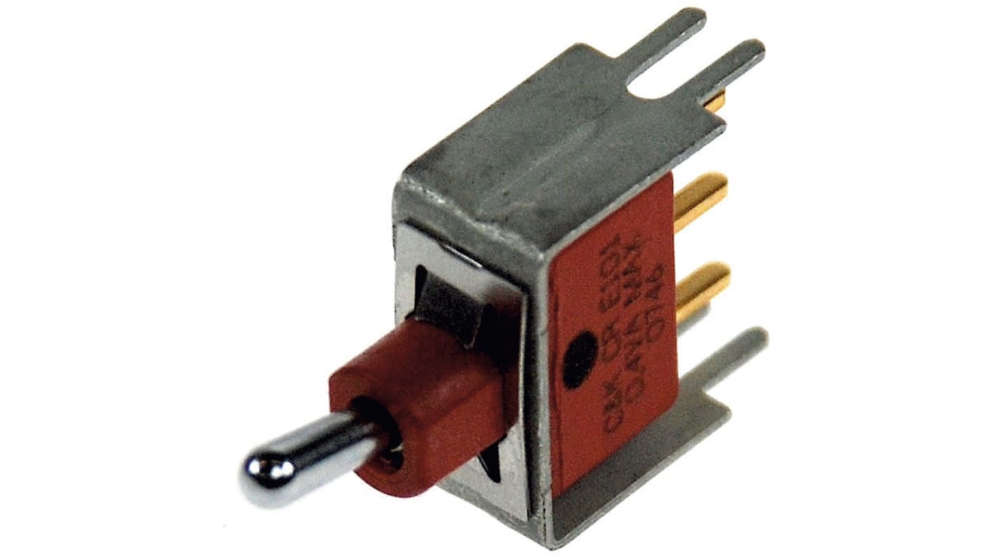 C & K Toggle Switch, PCB Mount, On-Off-On, SPDT, Through Hole Terminal