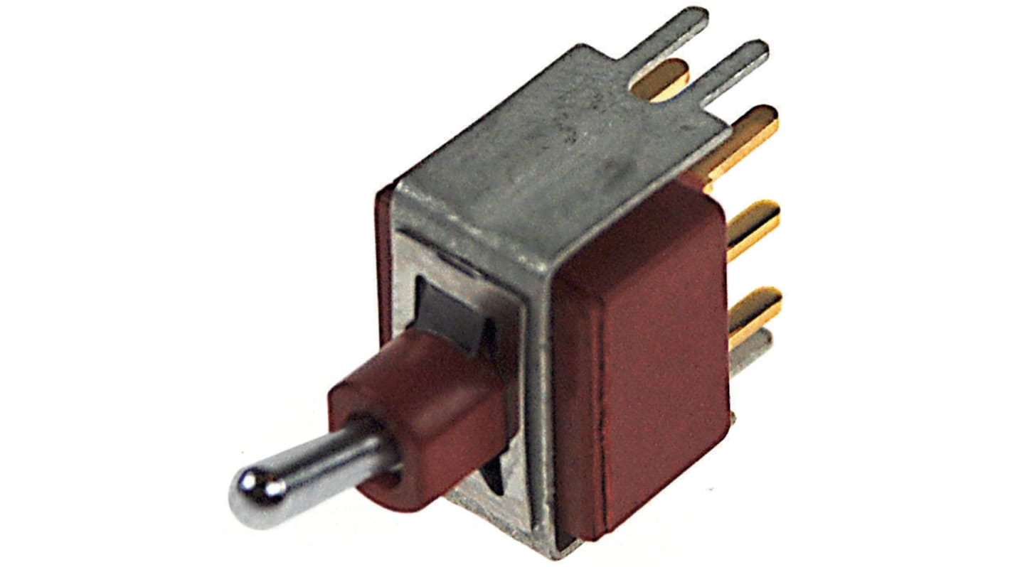 C & K Toggle Switch, PCB Mount, On-Off-On, DPDT, Through Hole Terminal