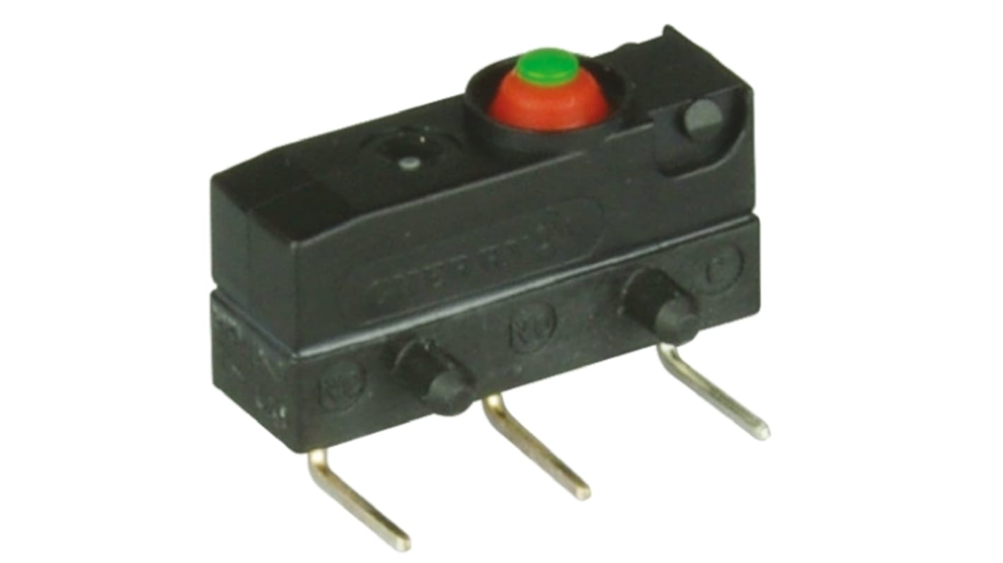 ZF Button Micro Switch, Solder Terminal, 100 mA @ 30 V dc, SPDT, IP6K7