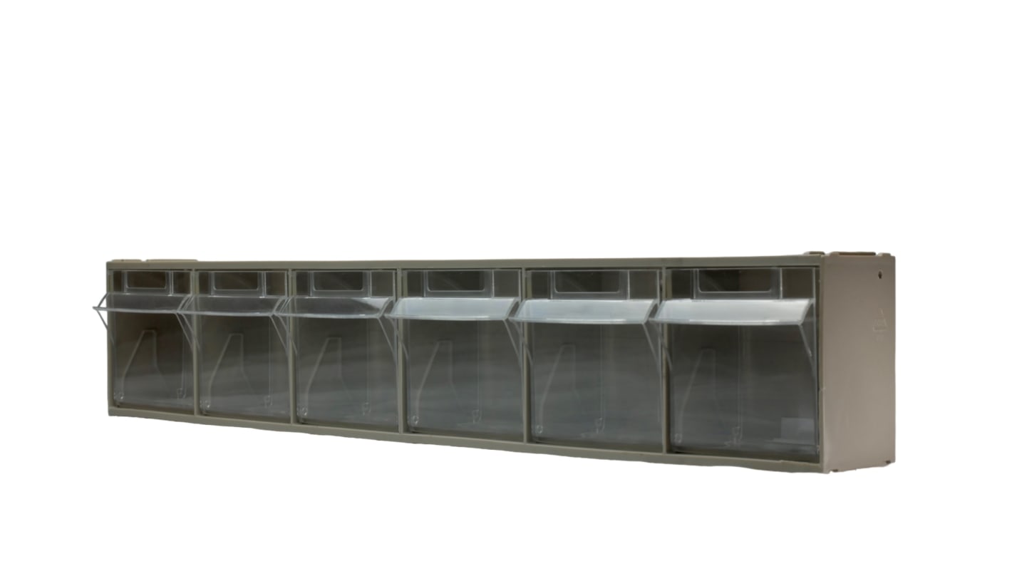 RS PRO 6 Tilt Drawer Unit, PP, 112mm x 600mm x 96mm