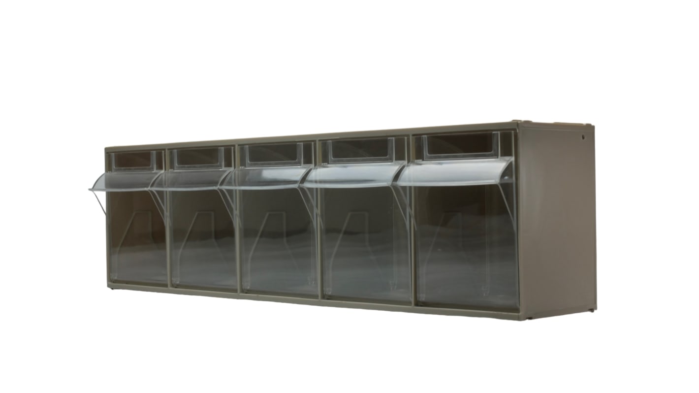 RS PRO 5 Tilt Drawer Unit, PP, 168mm x 600mm x 140mm