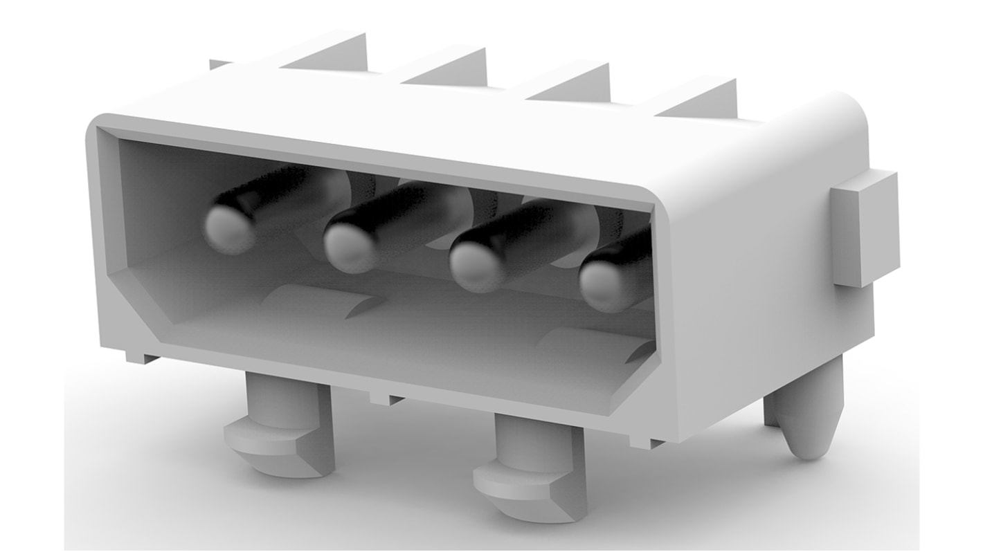 TE Connectivity Commercial MATE-N-LOK Series Right Angle Through Hole PCB Header, 4 Contact(s), 5.08mm Pitch, 1 Row(s),