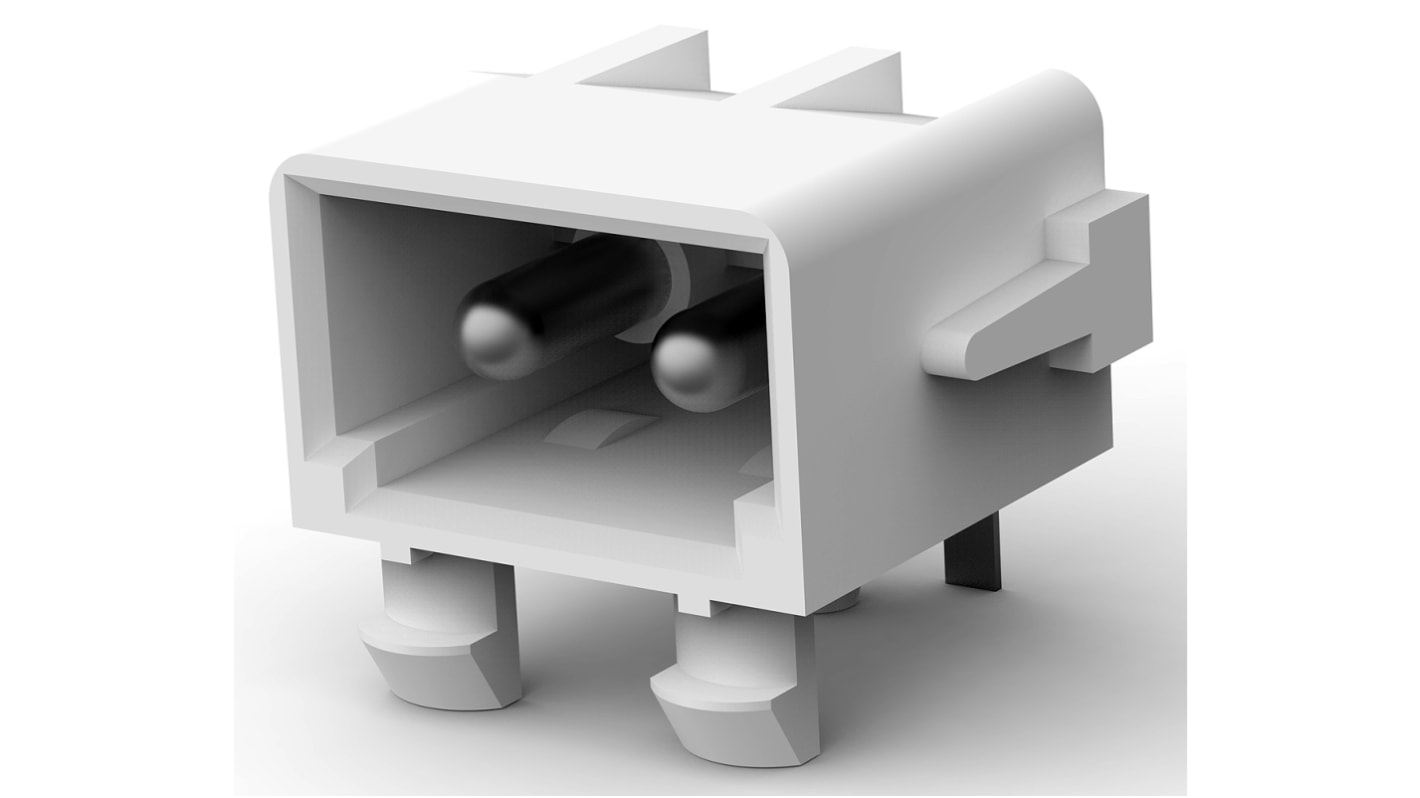 TE Connectivity Commercial MATE-N-LOK Series Right Angle Through Hole PCB Header, 2 Contact(s), 5.08mm Pitch, 1 Row(s),