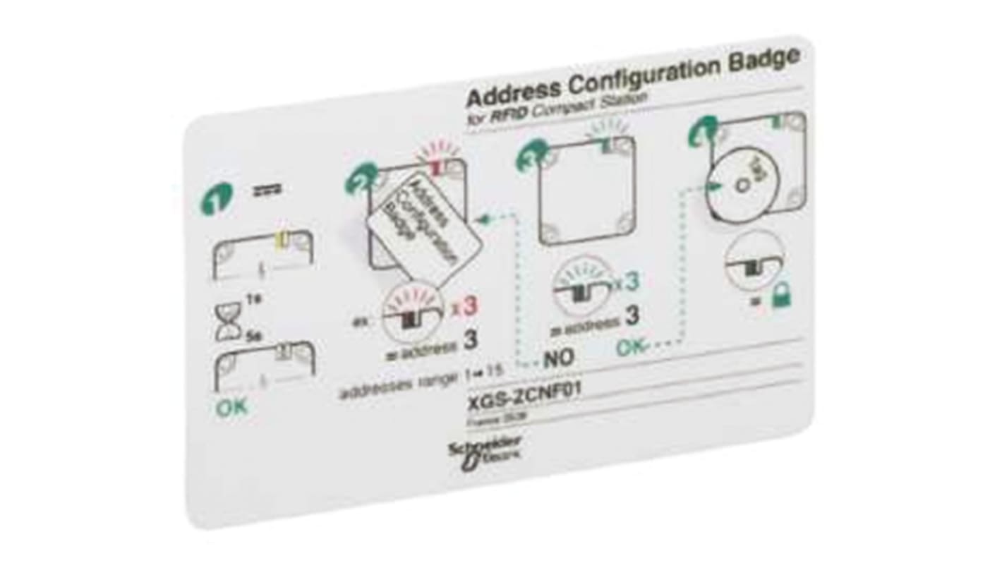 Tarjeta para configurar las direcciones de estación Telemecanique Sensors, para Sistema de identificación de frecuencia