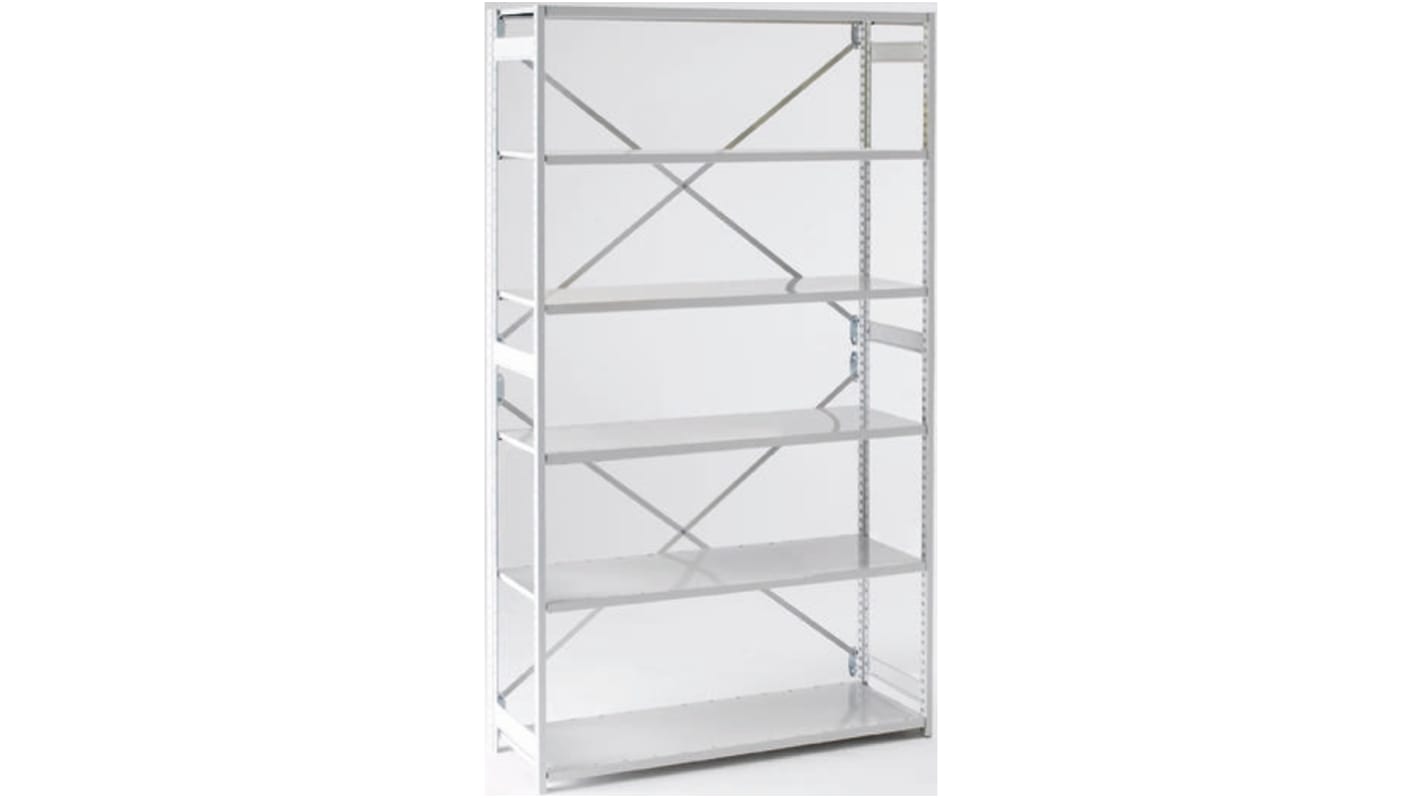 RS PRO Grey 6 Shelf Stormor Shelving System, 2150mm x 1000mm, 300mm, 70kg Load