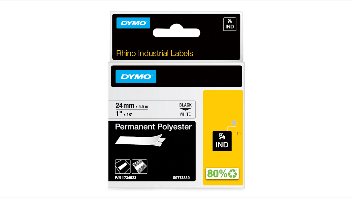 Dymo on White Label Printer Tape