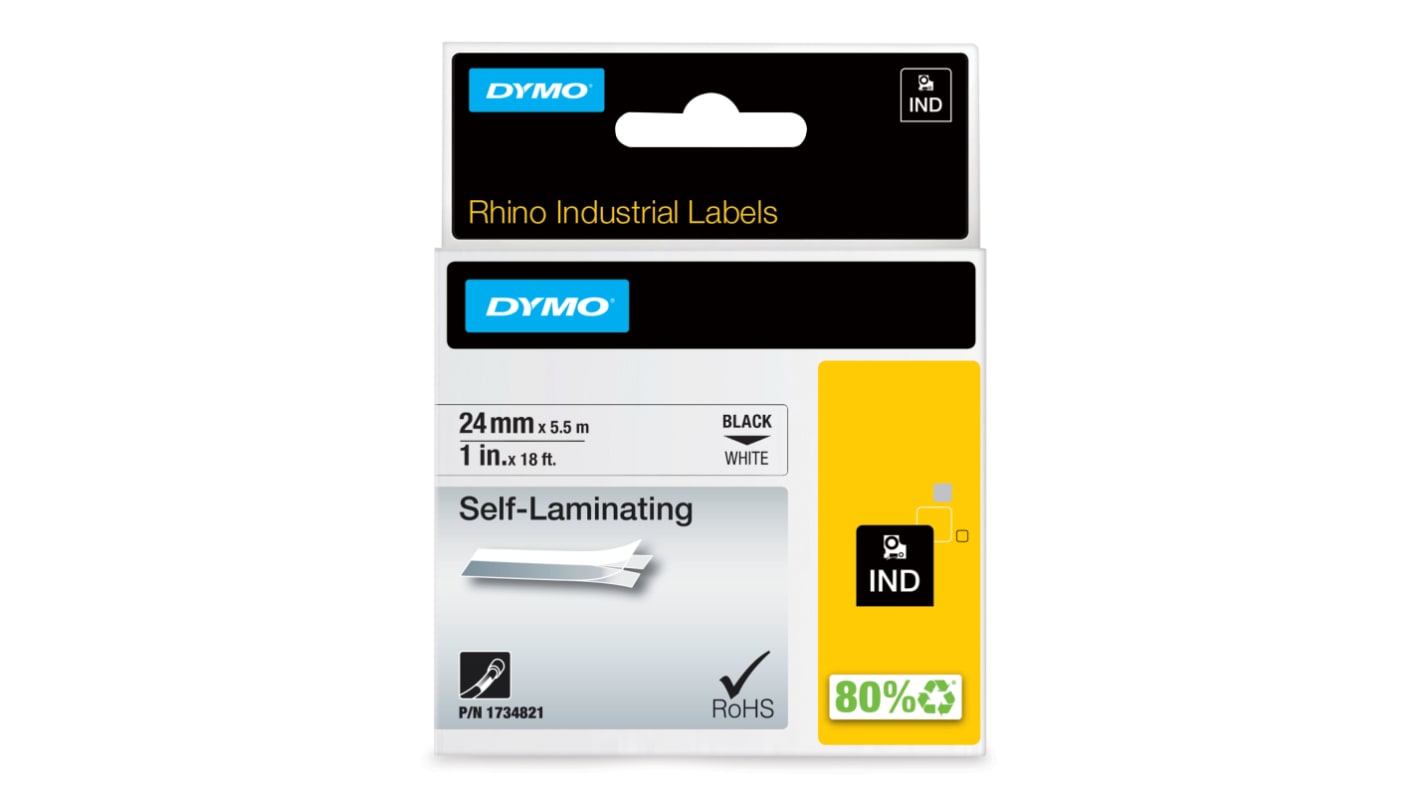 1734821 | Dymo on White Label Printer Tape, 5.5 m Length, 24 ...