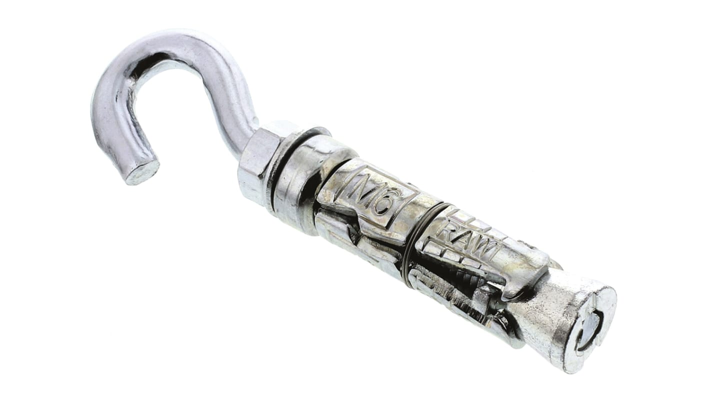 RawlPlug Muranker, Stål, Ekspansionsanker - krog bolt, M6, huldia.: 12mm, L: 83mm, R-RBL-06HW