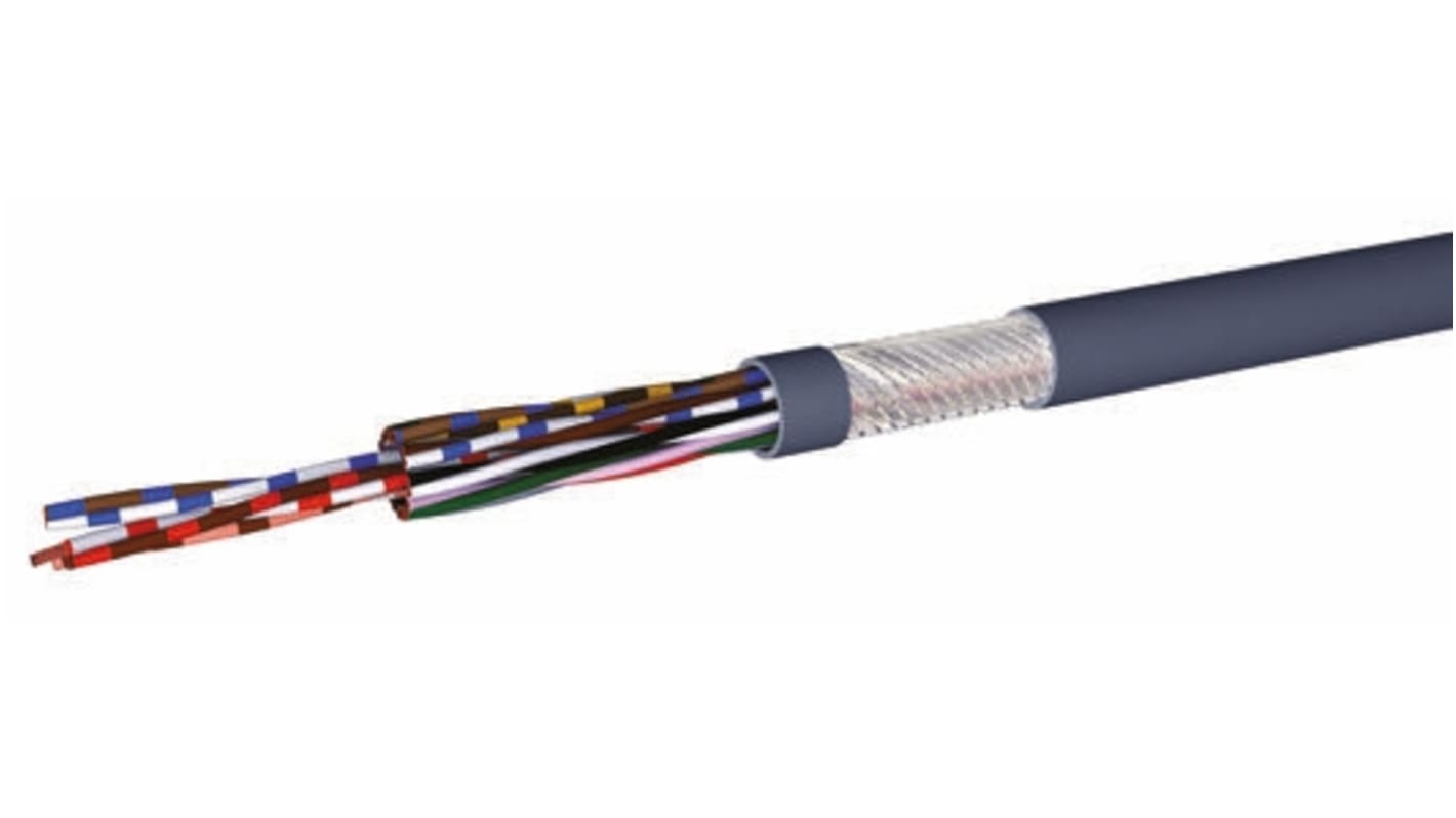 Cable de Control CY apantallado CAE Groupe HIFLEX-CY-P de 10 núcleos, 0,34 mm², Ø ext. 8.3mm, long. 50m, 300 V, 6 A,