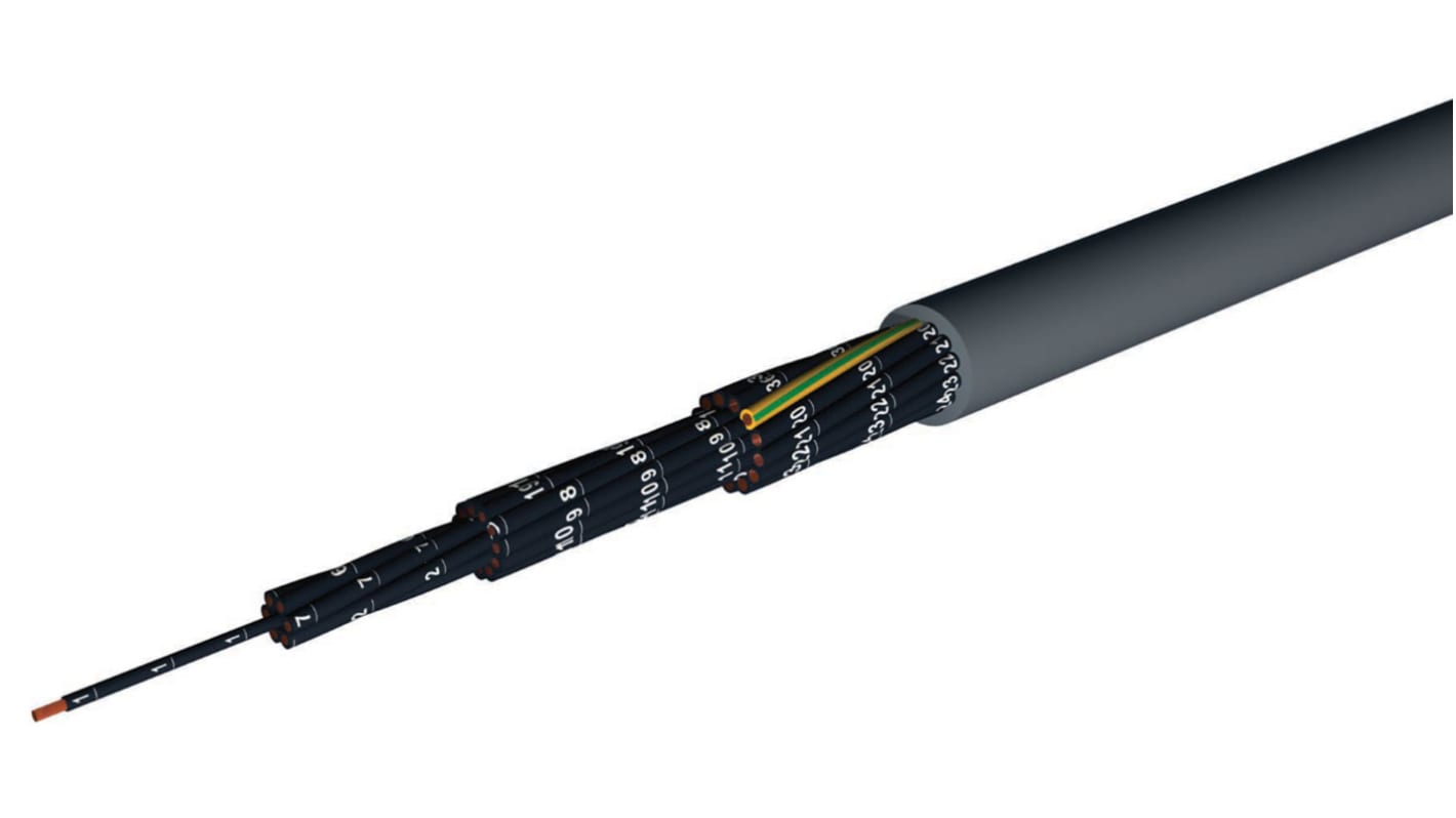 AXINDUS Control Cable, 3-leder, 0,5 mm², Uskærmet, Grå, UD: 5.1mm 50m, CAELIFLEX, Euroclass Eca