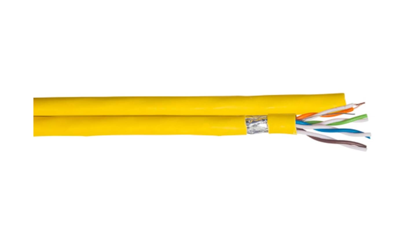 Câble Ethernet catégorie 7a S/FTP CAE Multimedia Connect, Jaune, 100m LSZH Sans terminaison