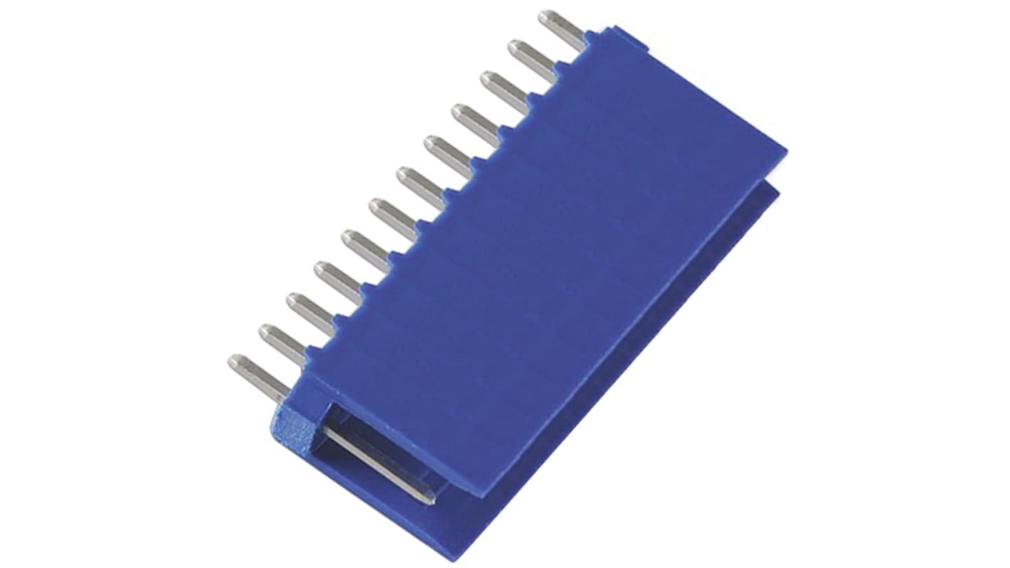 Conector macho para PCB TE Connectivity serie AMPMODU HE14 de 12 vías, 1 fila, paso 2.54mm, para soldar, Montaje en