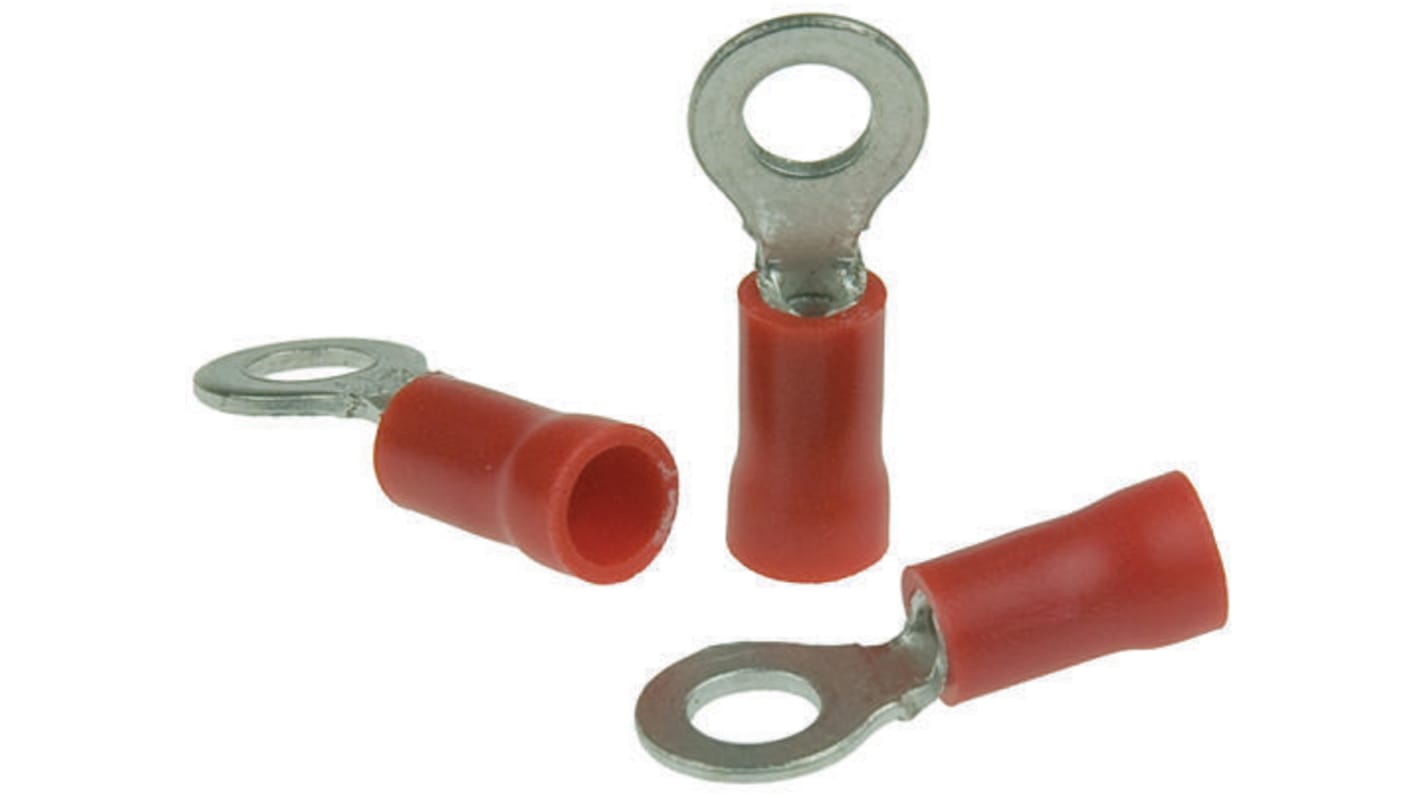 RS PRO Insulated Ring Terminal, M5 Stud Size, 0.5mm² to 1.5mm² Wire Size, Red