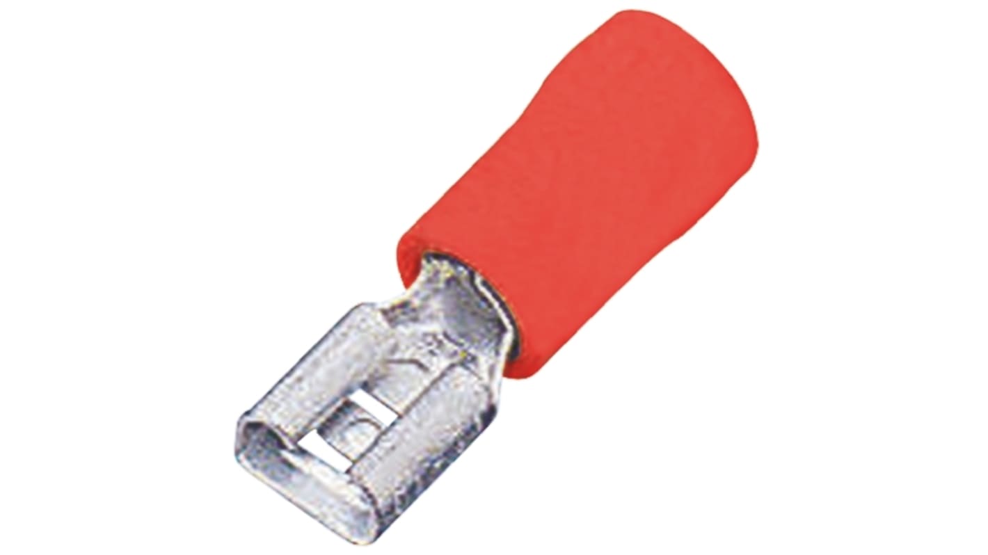 RS PRO Flachsteckhülse, Rot, Isoliert, 6.3 x 0.8mm, Buchse, 0.5mm² - 1.5mm², 22AWG min