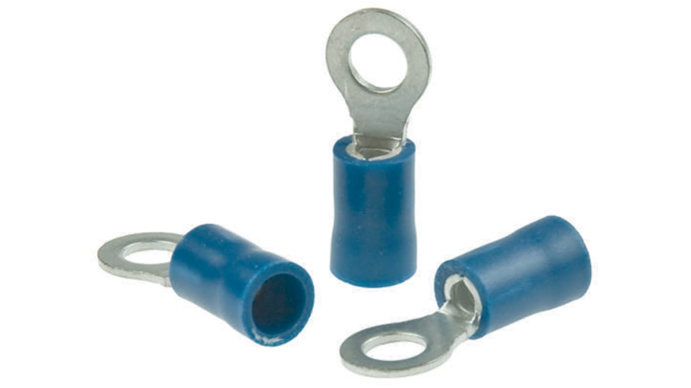 RS PRO Ringkabelschuh, Isoliert, PVC, Blau, aussen ø 8mm, innen ø 4.16mm, max. 2.5mm², M4