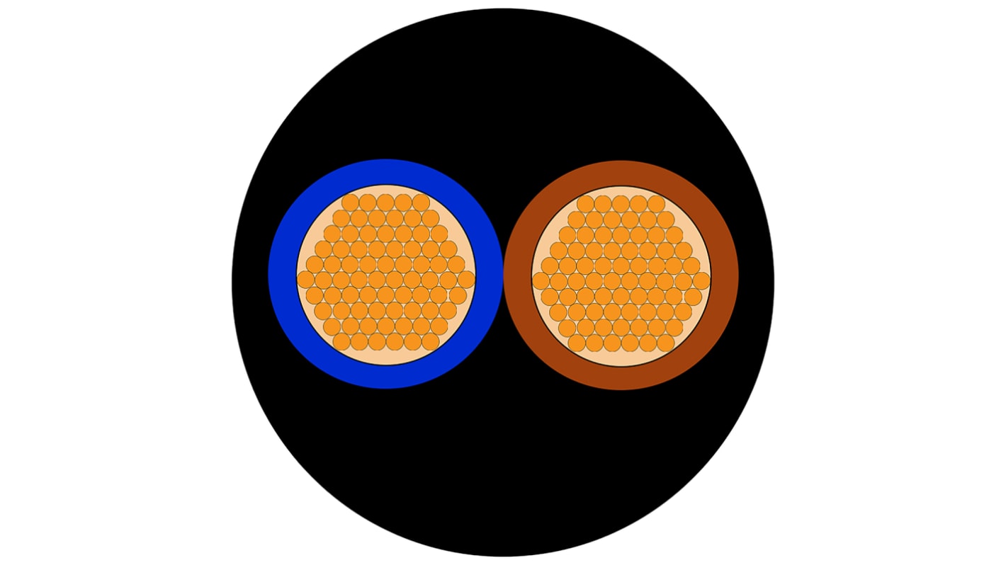 RS PRO 2 Core Mains Power Cable, 1.5 mm², 100m Thermoplastic Elastomers TPE Sheath, 24 A, 450/750 V