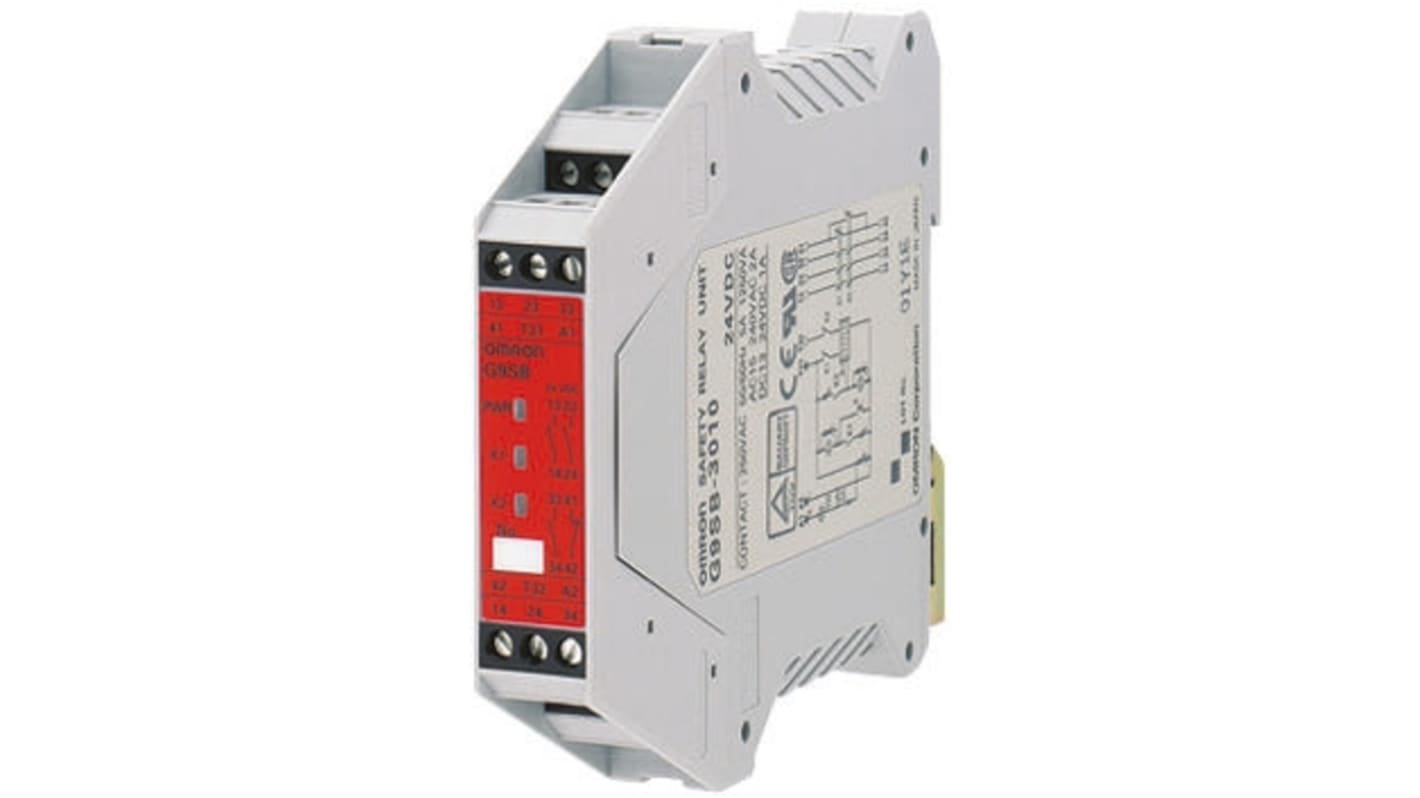 Relé de seguridad Omron G9SB de 2 canales, para Parada de Emergencia, 24V dc, cat. seg. ISO 13849-1 3