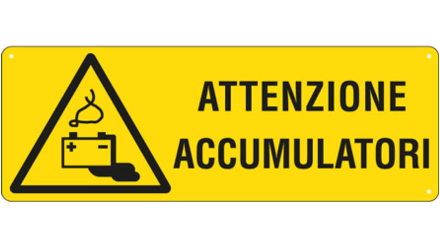 Cartello "Attenzione Accumulatori", in Italiano