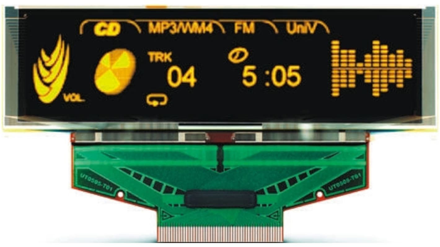 Display OLED Univision, matrice Passivo, Giallo, 256 x 64pixels, SPI Interface