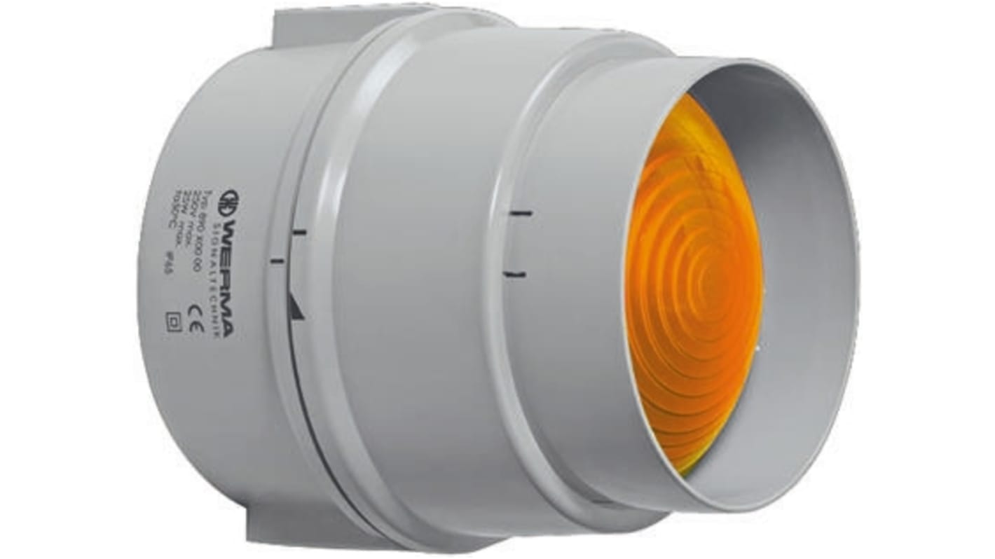 Werma BWM 890 Series Amber Steady Beacon, 12 → 240 V ac/dc, Base Mount, Incandescent Bulb, IP65