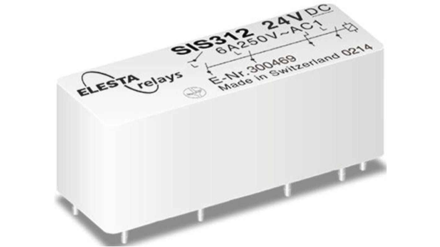 Elesta SIS 4 Zwangsgeführte Relais, Spule 24V dc / 0.5W / 6A, 3-poliger Schließer, 1-poliger Schließer