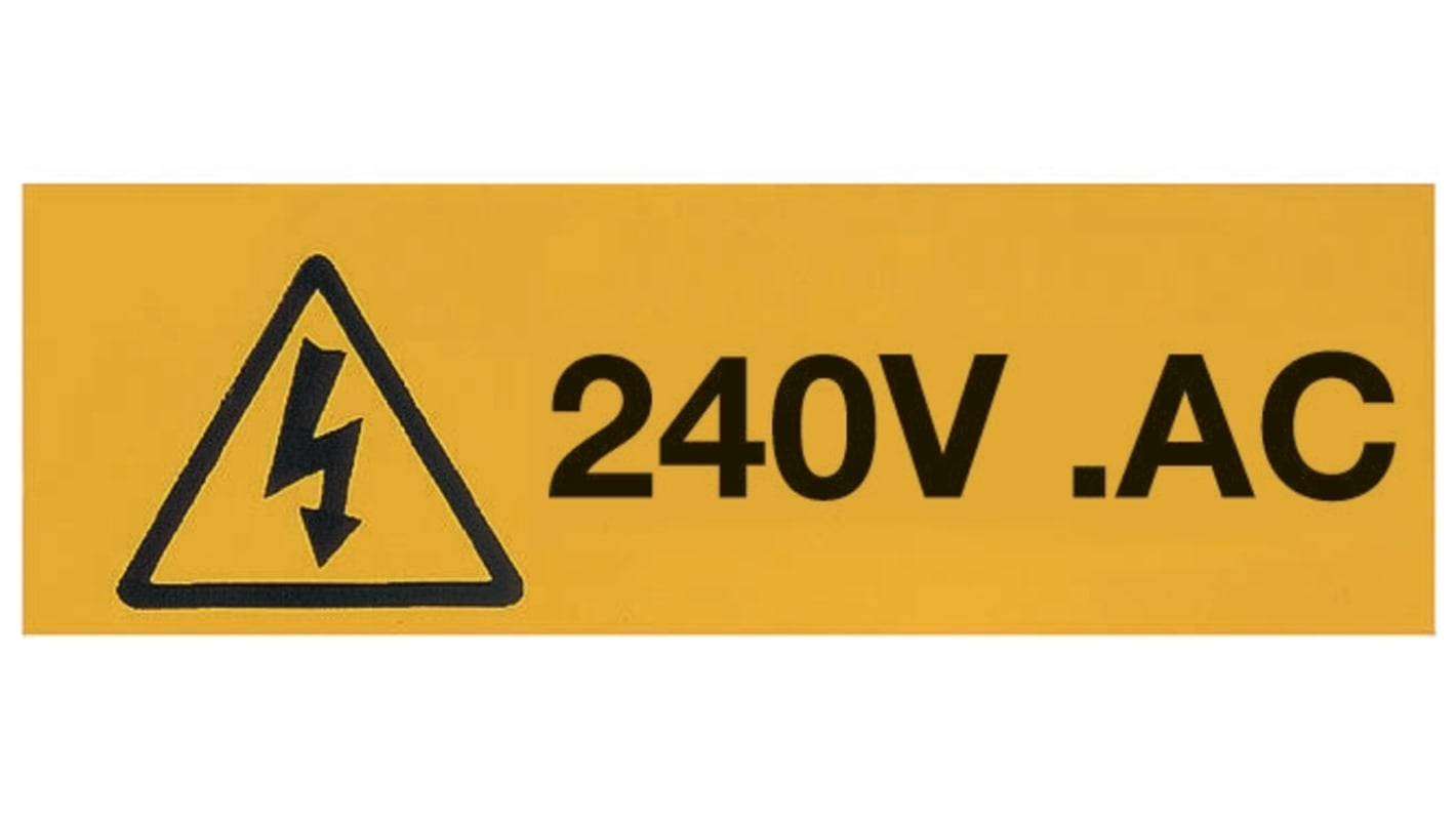 Signs & Labels Black/Yellow Vinyl Safety Labels, 240V.Ac-Text 20 mm x 60mm